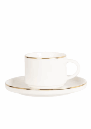 Tasse porcelaine blanche filet doré